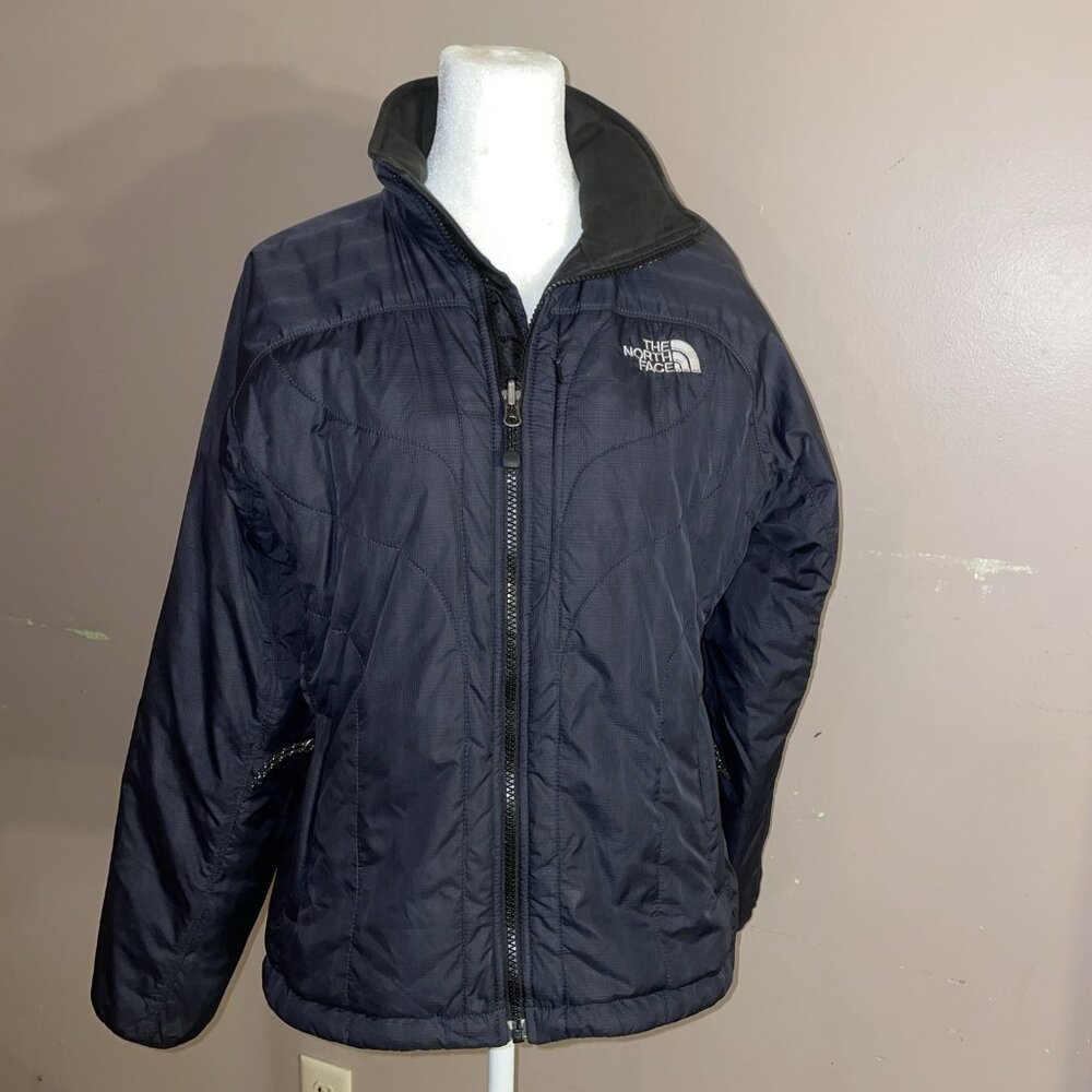 North Face Women's Solid Black Prima Loft Puffer Jacket Warm Zip Pockets Sz S